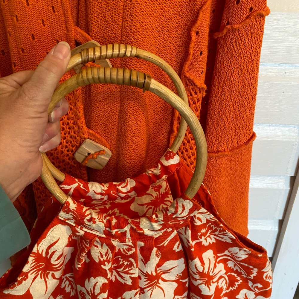 Floral orange and white purse